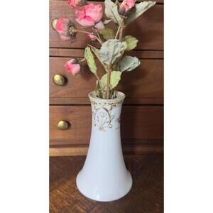 Antique Nippon Hand Painted Open Top Hat Pin Holder or Vase, Gold Trim